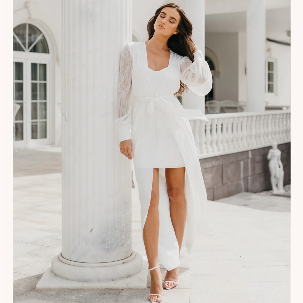 Alaina Pleated Sleeve Satin Maxi Bridal Robe - Includes Slip